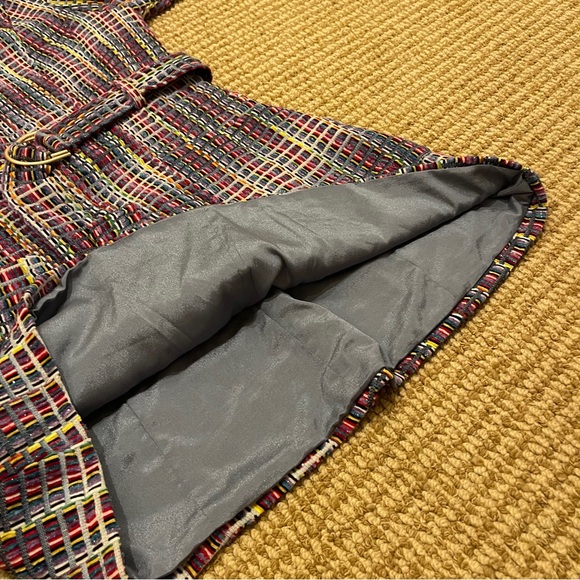 Queen of Sparkles Denim Tweed Plaid Long Sleeve Poof Sleeve Dress Medium - Picture 10 of 13